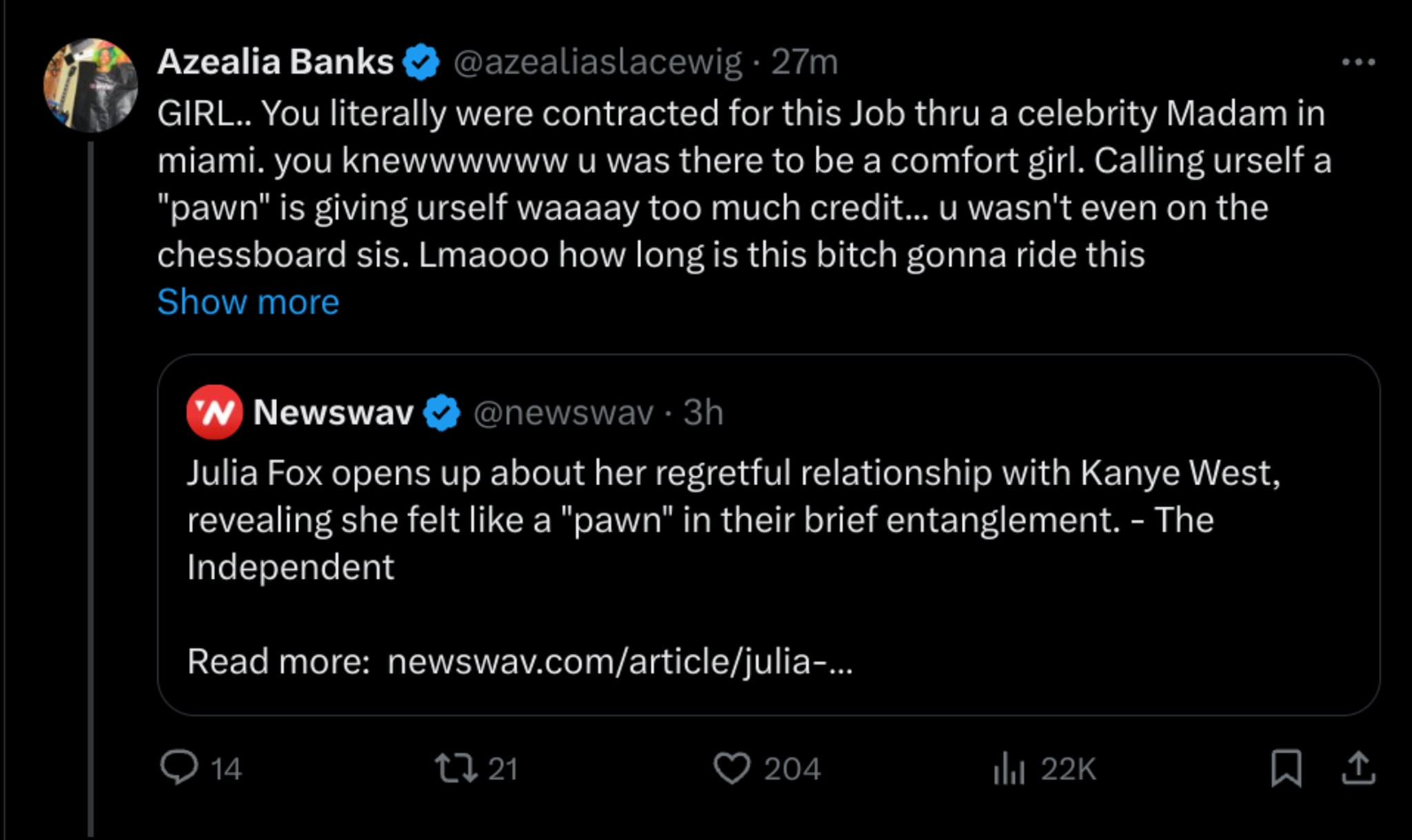 Azealia Banks tweet